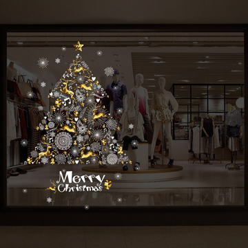 TD® stickers noël fenêtre vitre décoration autocollant adhésif sapin transparent fêtes fin d'année décoration murale chambre blanc